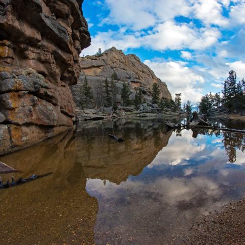 photo of gem lake under clouds