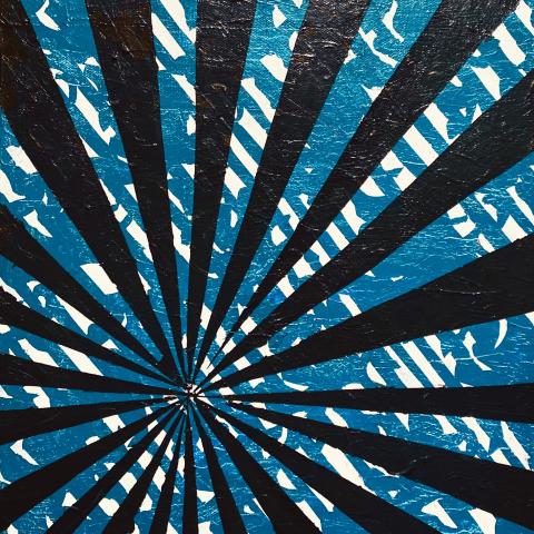 A photograph of an abstract acrylic painting