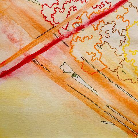 A photograph of an abstract watercolor painting
