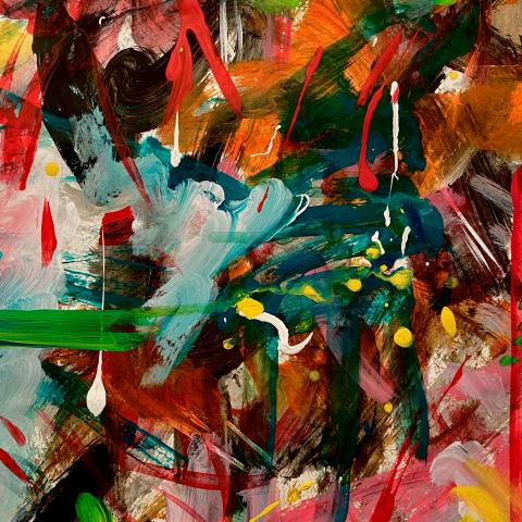 A photograph of an abstract acrylic painting